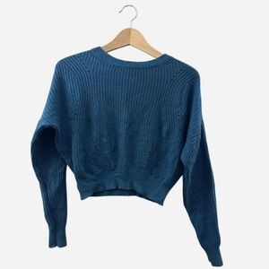 Garage Blue Crew Neck Knit Sweater